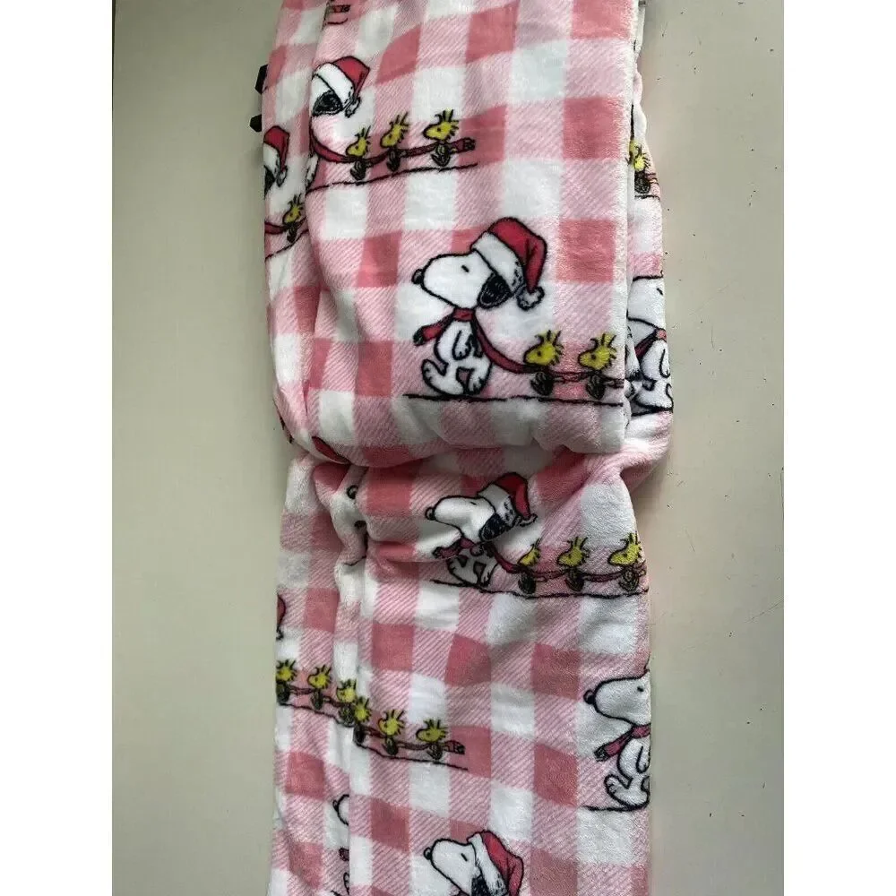 Peanuts Snoopy‎ Woodstock Pink Holiday Throw Blanket Christmas 50 x 70” NEW